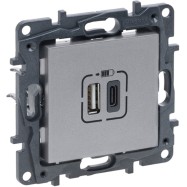 Розетка USB Niloe Step Тип А+C 12Вт+15Вт 5В Алюминий..