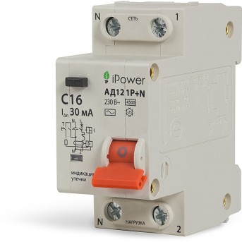 Дифференциальный автомат iPower АД12 1P+N 63A 30mA 4.5kA - Metoo (1)