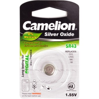 Батарейка CAMELION Silver Oxide SR43-BP1(0%Hg) - Metoo (1)
