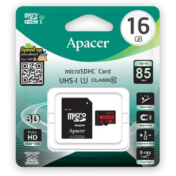 Карта памяти Apacer AP16GMCSH10U5-R 16GB + адаптер - Metoo (2)