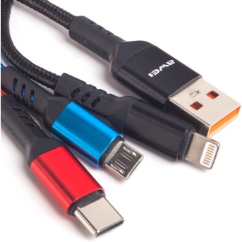 Интерфейсный кабель Awei 3 in 1 cable CL-971 2.4A 1.2m 3х цветный - Metoo (3)