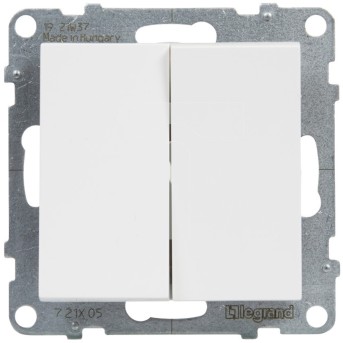 Выключатель двухклавишный Suno 10А 250В безвинт.зажим Белый в Metoo.kz - Metoo (2)