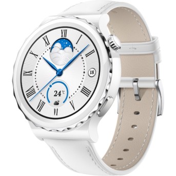 Смарт часы Huawei Watch GT 3 Pro FRG-B19 42mm White Leather Strap - Metoo (1)