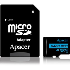 Карта памяти Apacer AP64GMCSX10U7-R 64GB + адаптер