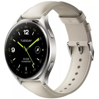 Смарт часы Xiaomi Watch 2 Titan Gray Case With White Leather Strap - Metoo (1)