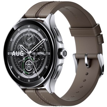 Смарт часы Xiaomi Watch 2 Pro-Bluetooth Silver Case with Brown Leather Strap - Metoo (1)