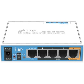 Wi-Fi точка доступа MikroTik RB951Ui-2nD RouterBOARD hAP (5UTP 100Mbps, 1WAN, 802.11b/<wbr>g/n, 1xUSB, 1 - Metoo (1)