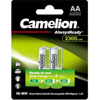 Аккумулятор CAMELION AlwaysReady Rechargeable Ni-MH NH-AA2300ARBP2 2 шт. в блистере - Metoo (1)