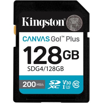 Карта памяти Kingston SDG4/<wbr>128GB Canvas Go Plus Gen4 C10 UHS-I U3 V30 128GB - Metoo (1)