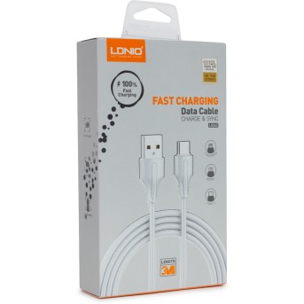 Интерфейсный кабель LDNIO Lightning LS543 2м/<wbr>3м 2,1A Белый - Metoo (3)