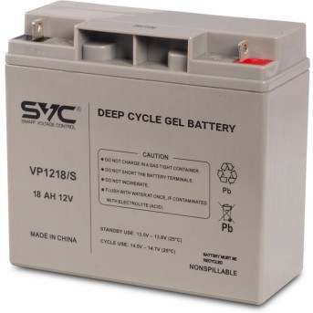 Аккумуляторная батарея SVC GL1218/<wbr>S 12В 18 Ач (180*75*165) - Metoo (1)