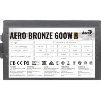 Блок питания Aerocool AERO BRONZE 600W - Metoo (3)
