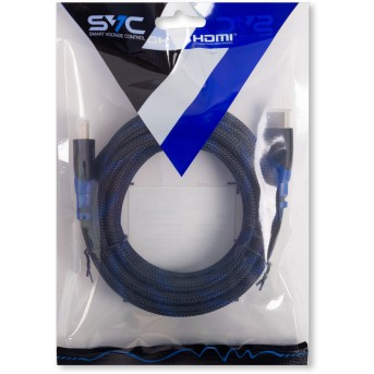 Интерфейсный кабель HDMI-HDMI SVC HR0300BL-P, 30В, Синий, Пол. пакет, 3 м - Metoo (2)