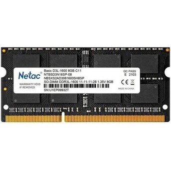 Модуль памяти для ноутбука Netac NTBSD3N16SP-08 DDR3 8GB <PC4-12800/<wbr>1600MHz> - Metoo (1)