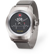 Смарт-часы MyKronoz ZeTime Premium, Regular, Polished Silver/Black Carbon Red Stitching