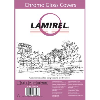 Обложки Lamirel Chromolux A4 LA-78689, картонные, глянцевые, цвет: белый, 230г/<wbr>м², 100шт - Metoo (1)