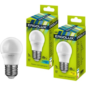 Эл. лампа светодиодная Ergolux G45/<wbr>4500K/<wbr>E27/<wbr>7Вт, Холодный - Metoo (1)