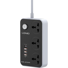 Сетевой фильтр LDNIO Universal SC3412 3 розетки 1*USB-C 12V-1.67A 3*USB 5V/<wbr>3.4A Портов 2м