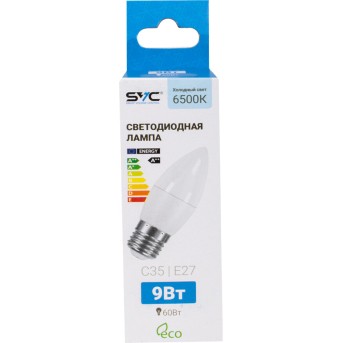 Лампа светодиодная SVC LED C35-9W-E27-6500K Свеча Холодный - Metoo (2)