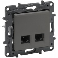 Информационная розетка двойная Niloe Step 2хRJ45 Кат.5e UTP Сталь