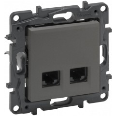 Информационная розетка двойная Niloe Step 2хRJ45 Кат.5e UTP Сталь