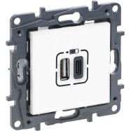 Розетка USB Niloe Step Тип А+C 12Вт+15Вт 5В Белый
