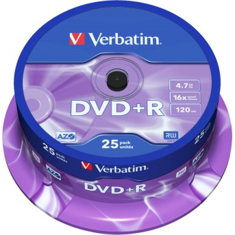 Диск DVD+R Verbatim (43500) 4.7GB 25штук Незаписанный - Metoo (2)