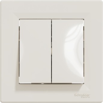 Переключатель двухклавишный SE EPH0600123 Asfora в сборе быстрозажим. клеммы кремовый - Metoo (2)