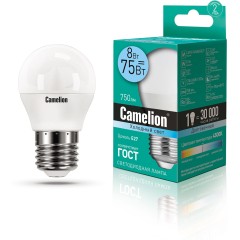 Эл. лампа светодиодная Camelion LED8-G45/<wbr>845/<wbr>E27, Холодный