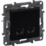 Информационная розетка двойная Niloe Step 2хRJ45 Кат.5e UTP Чёрный