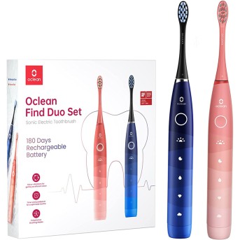 Комплект электрических зубных щеток Oclean Find Duo Set Синий+Красный - Metoo (1)
