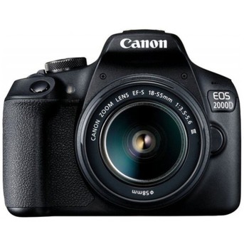 Цифровой зеркальный фотоаппарат Canon EOS 2000D kit EF-S 18-55 DC III Black (2728C007AA) - Metoo (1)