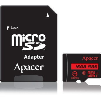 Карта памяти Apacer AP16GMCSH10U5-R 16GB + адаптер - Metoo (1)