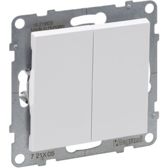 Выключатель двухклавишный Suno 10А 250В безвинт.зажим Белый в Metoo.kz - Metoo (1)