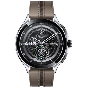 Смарт часы Xiaomi Watch 2 Pro-Bluetooth Silver Case with Brown Leather Strap - Metoo (2)
