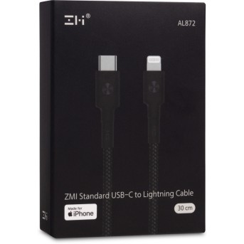 Интерфейсный Кабель USB C to Lightning Xiaomi ZMI AL872 MFi 300 см Черный - Metoo (3)