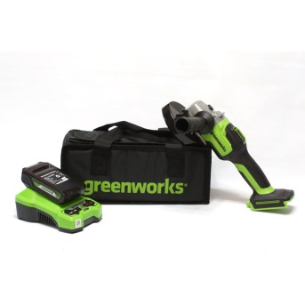 Угловая шлифовальная машина аккумуляторная Greenworks GD24AG 24V бесщеточная c 1хАКБ 2 Ач и ЗУ в сум - Metoo (2)
