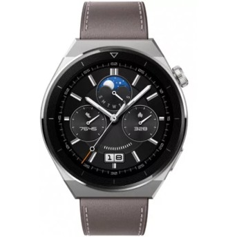 Смарт часы Huawei Watch GT 3 Pro ODN-B19 46mm Gray Leather Strap - Metoo (2)