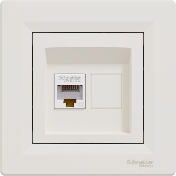 Розетка компьютерная SE EPH4300123 Asfora RJ45 кат. 5e в сборе кремовый - Metoo (2)