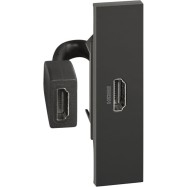 Розетка HDMI Bticino K4284P Living Now с накладкой на 1 модуль Чёрный