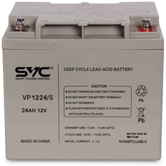 Аккумуляторная батарея SVC VP1224/<wbr>S 12В 24 Ач (165*125*175) - Metoo (2)