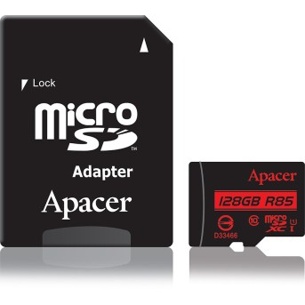 Карта памяти Apacer AP128GMCSX10U5-R 128GB + адаптер - Metoo (1)