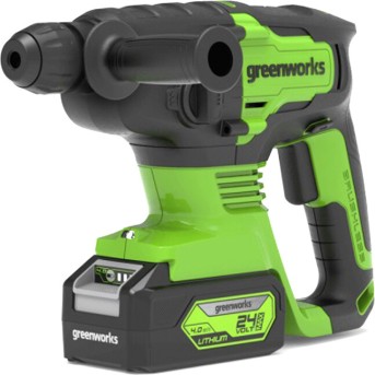 Перфоратор аккумуляторный бесщеточный Greenworks GD24SDS2K4 24V c 1хАКБ 4 Ач и ЗУ в сумке - Metoo (1)