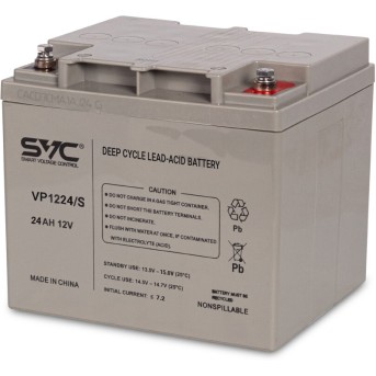 Аккумуляторная батарея SVC VP1224/<wbr>S 12В 24 Ач (165*125*175) - Metoo (1)