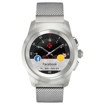 Смарт-часы MyKronoz ZeTime Premium, Regular, Polished Silver/<wbr>Black Carbon Red Stitching - Metoo (2)