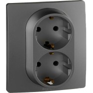 Розетка двойная 2х2К+З Niloe Step 16А 250 В с з/ш авт. клеммы Чёрный