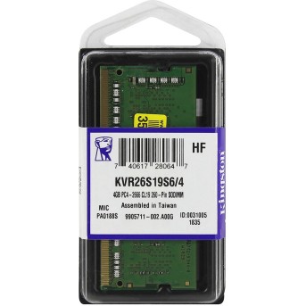 Модуль памяти для ноутбука Kingston KVR26S19S6/<wbr>4 DDR4 4GB SO-DIMM <PC4-21300/<wbr>2666MHz> - Metoo (2)