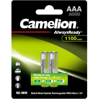 Аккумулятор CAMELION AlwaysReady Ni-MH Rechargeable NH-AAA1100ARBP2 2 шт. в блистере - Metoo (1)