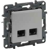 Информационная розетка двойная Niloe Step 2хRJ45 Кат.5e UTP Алюминий