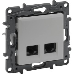 Информационная розетка двойная Niloe Step 2хRJ45 Кат.5e UTP Алюминий